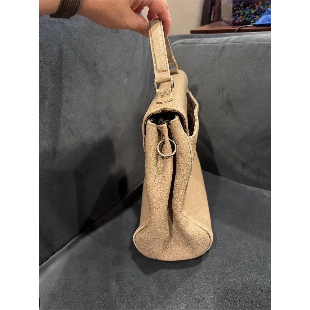 Vintage Liz Claiborne Beige pebbled leather top-handle satchel 90's Classic